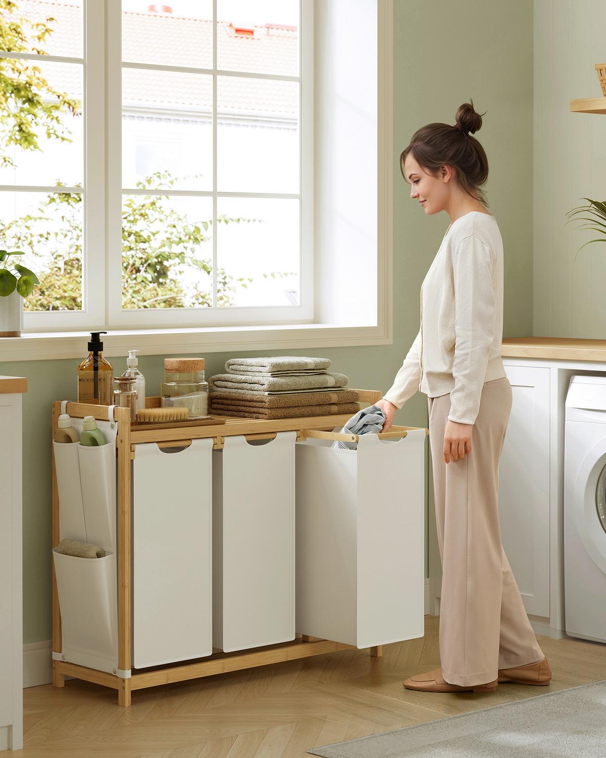 Wäschekorb Ecru B: 94cm - Ecru, Basics, Naturmaterialien/Textil (94/78/33cm)