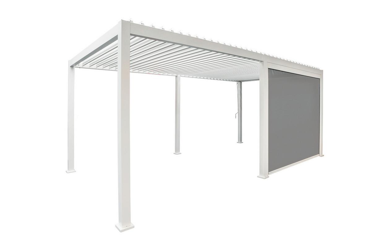 Pergola Deluxe Classic Rollo 300cm Weiss - Weiß/Grau, MODERN, Textil/Metall (300/250/10cm) - Gardenson