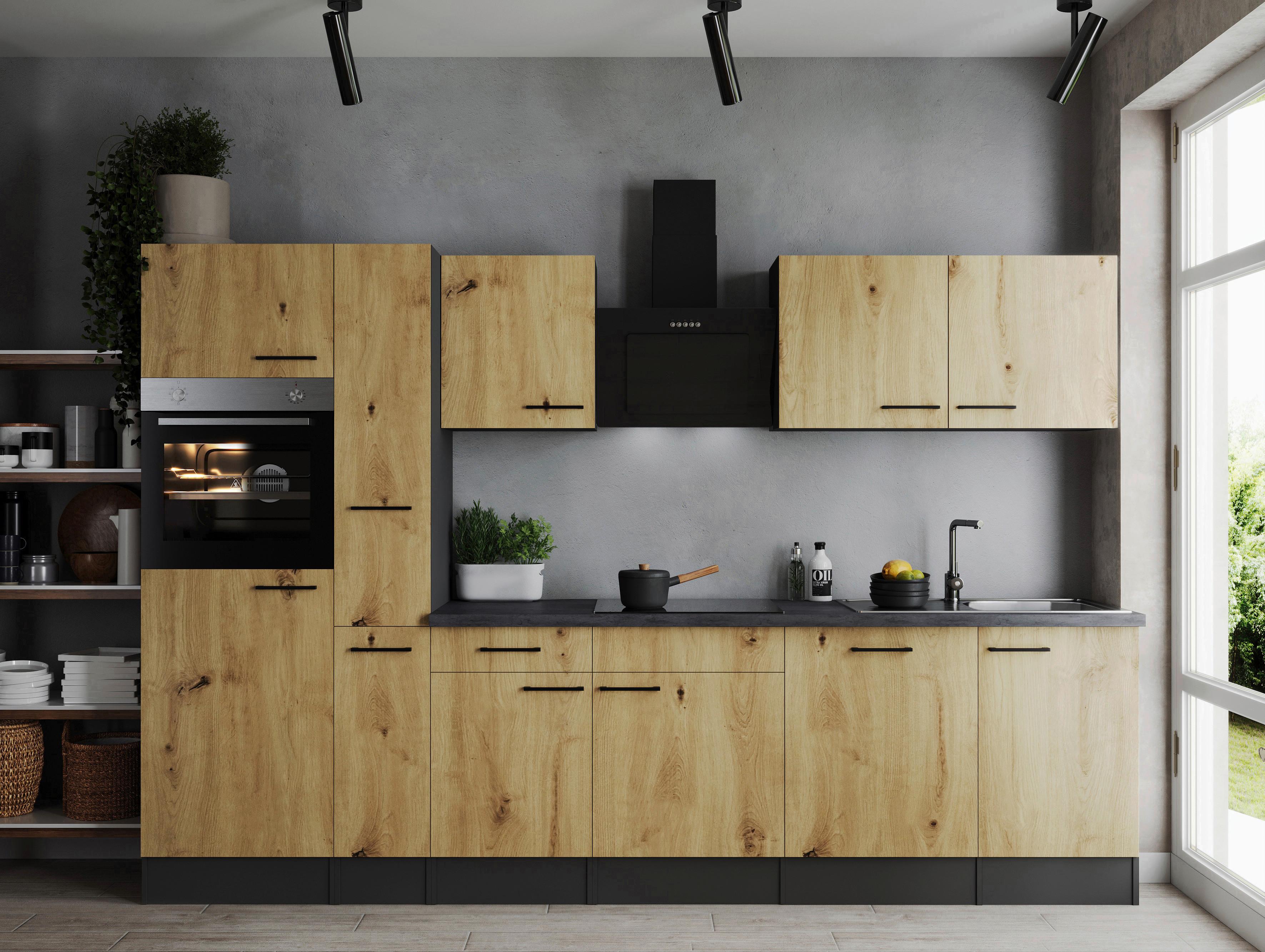 Küchenblock Oliver Artisan Dekor B: 310 cm - Eiche Artisan/Grau, Design, Holzwerkstoff (310cm) - Respekta