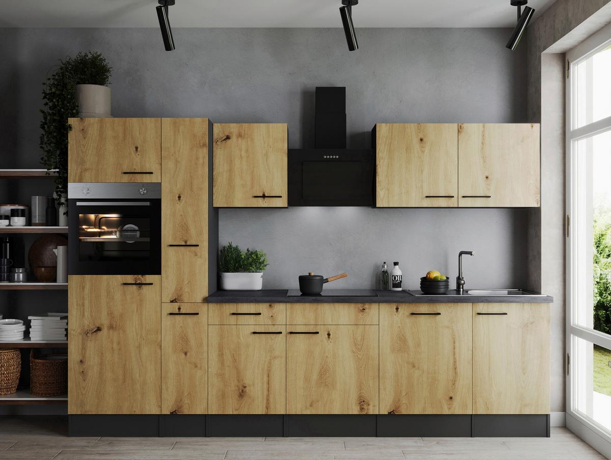 Küchenblock Oliver Artisan Dekor B: 310 cm - Eiche Artisan/Grau, Design, Holzwerkstoff (310cm) - Respekta