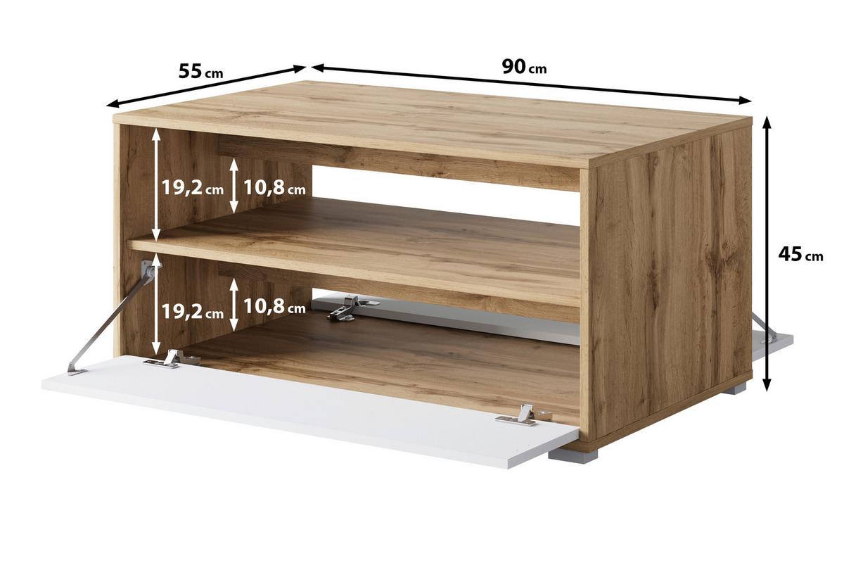 Couchtisch Narobi-ii Eiche Wotan/weiß B: 90 Cm - Eiche Wotan/Weiß, Trend, Holzwerkstoff/Kunststoff (90/45/55cm) - P & B