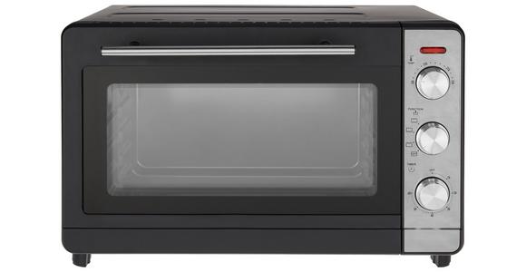 Mini-Backofen Toni Schwarz 1500 W + Backblech, Grillrost - Edelstahlfarben/Schwarz, Basics, Glas/Kunststoff (50,1/34,5/32,6cm) - Bono