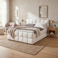Boxspring postel BUBBLE BOX 160/200 cm, krémová - černá/krémová, Konvenční, kov/dřevo (160/200cm) - Premium Living