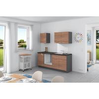 Küchenzeile Plan ohne Geräte ohne Geräte B: 200 cm - Eichefarben/Anthrazit, Design, Holzwerkstoff (200cm) - Express