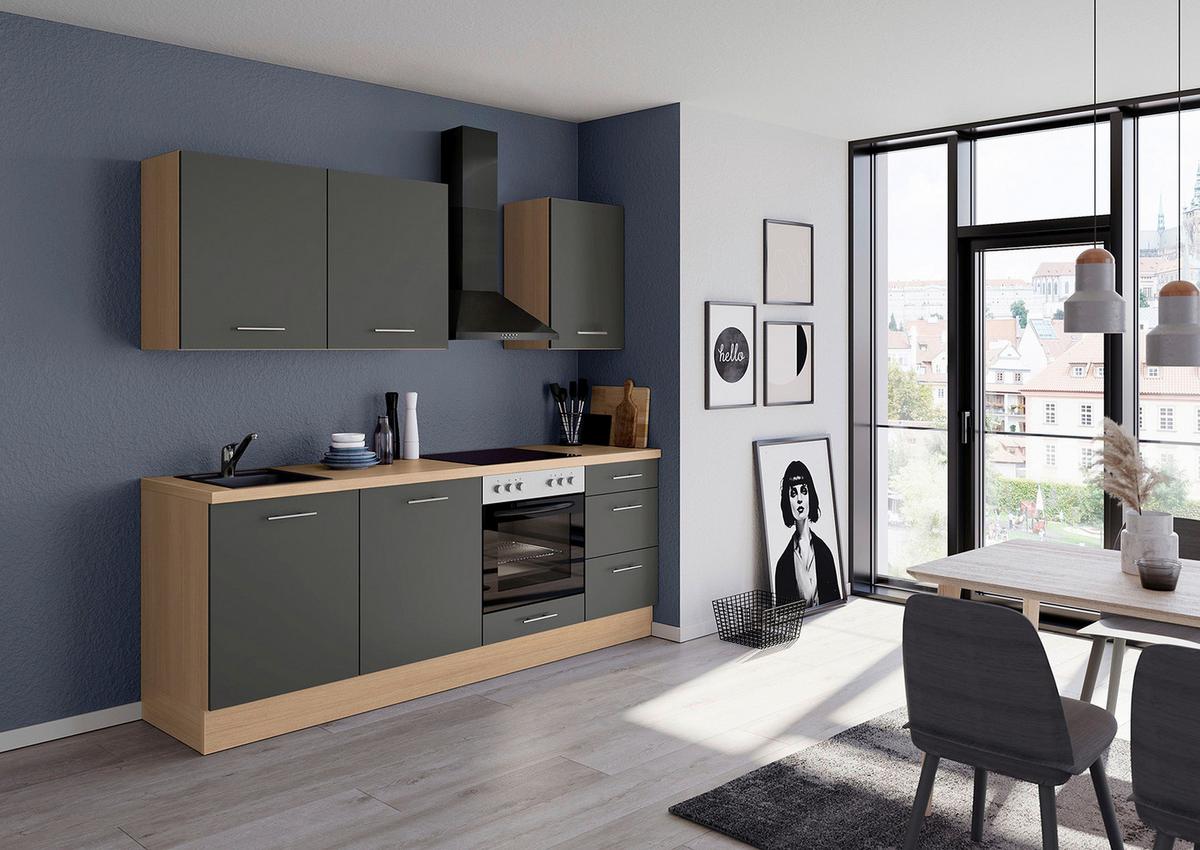 Küchenleerblock Ip1200 - Eichefarben/Graphitfarben, Design, Holzwerkstoff (230cm) - Impuls