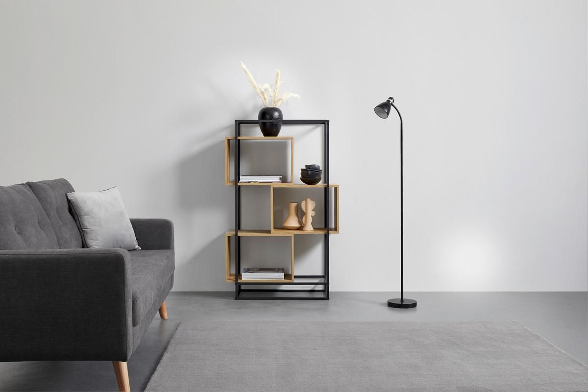 REGÁL ADRIAN -EXKLUSIV- - čierna/prírodná farba, Modern, kov/kompozitné drevo (80/126/33cm) - Mömax