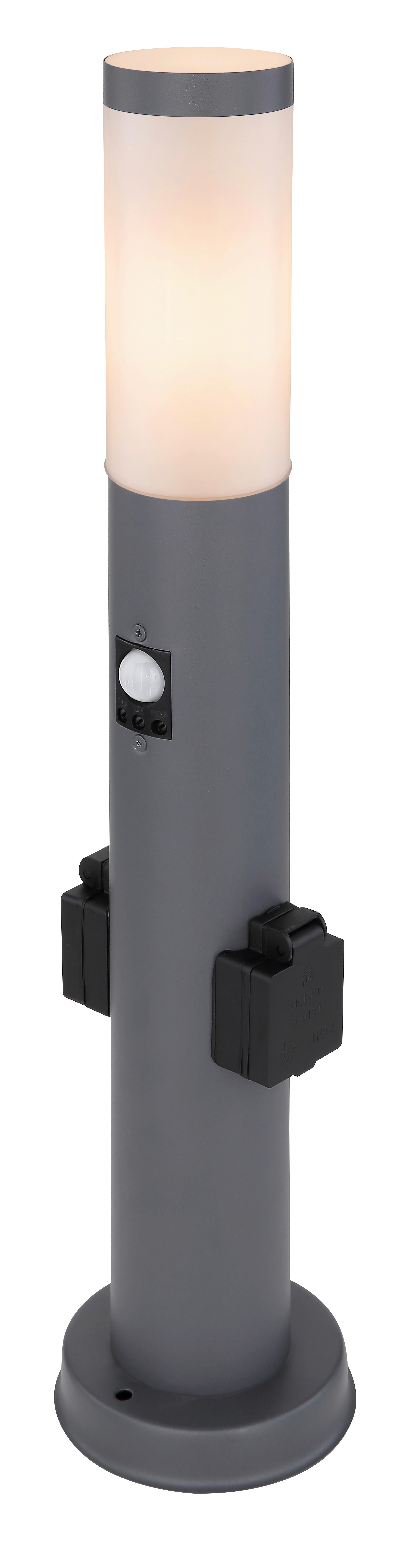 Außenleuchte + Bewegungsmelder Boston I 23 Watt Edelstahl - Anthrazit/Opal, Basics, Kunststoff/Metall (13,1/60cm) - Globo