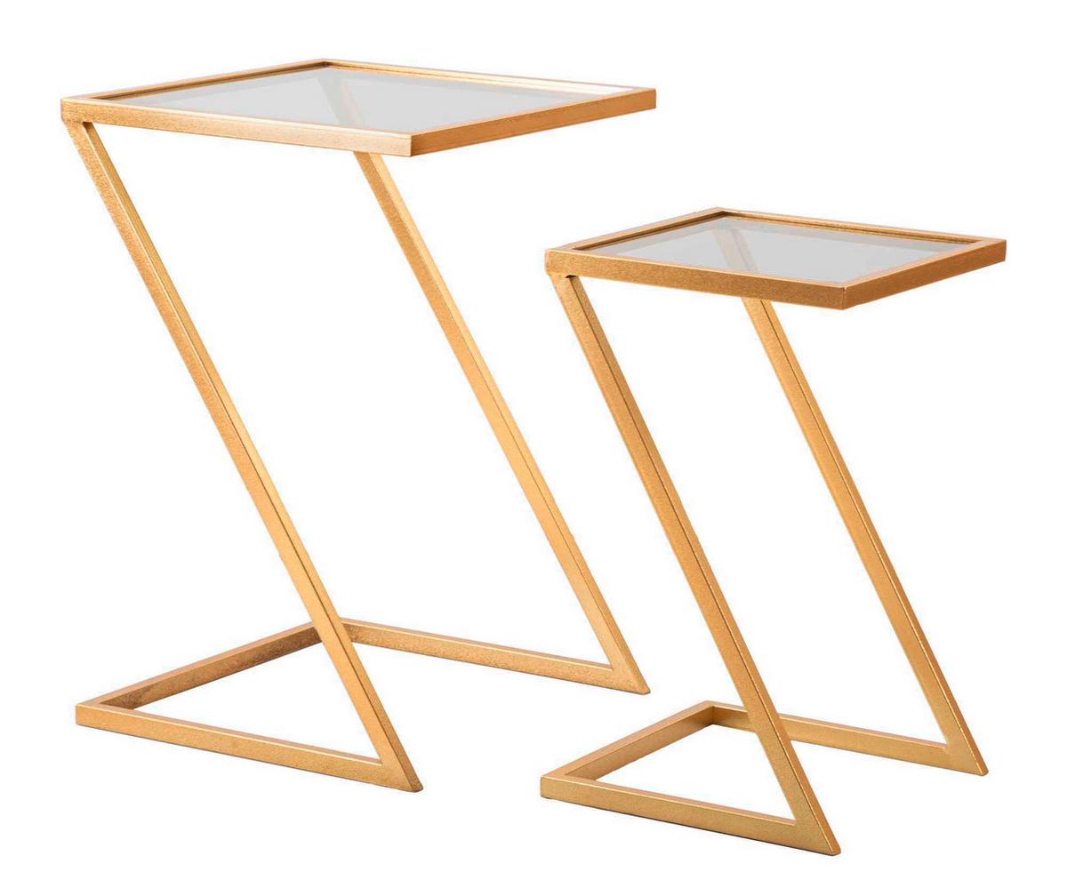 Couchtisch Set2pcs Goldfarben B: 40 Cm - Goldfarben, Basics, Glas/Metall (40/60/40cm)