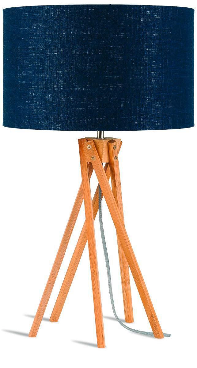 Tischleuchte Kilimanjaro Blau B: 32 cm - Blau/Naturfarben, Trend (32/59/32cm) - Good & Mojo