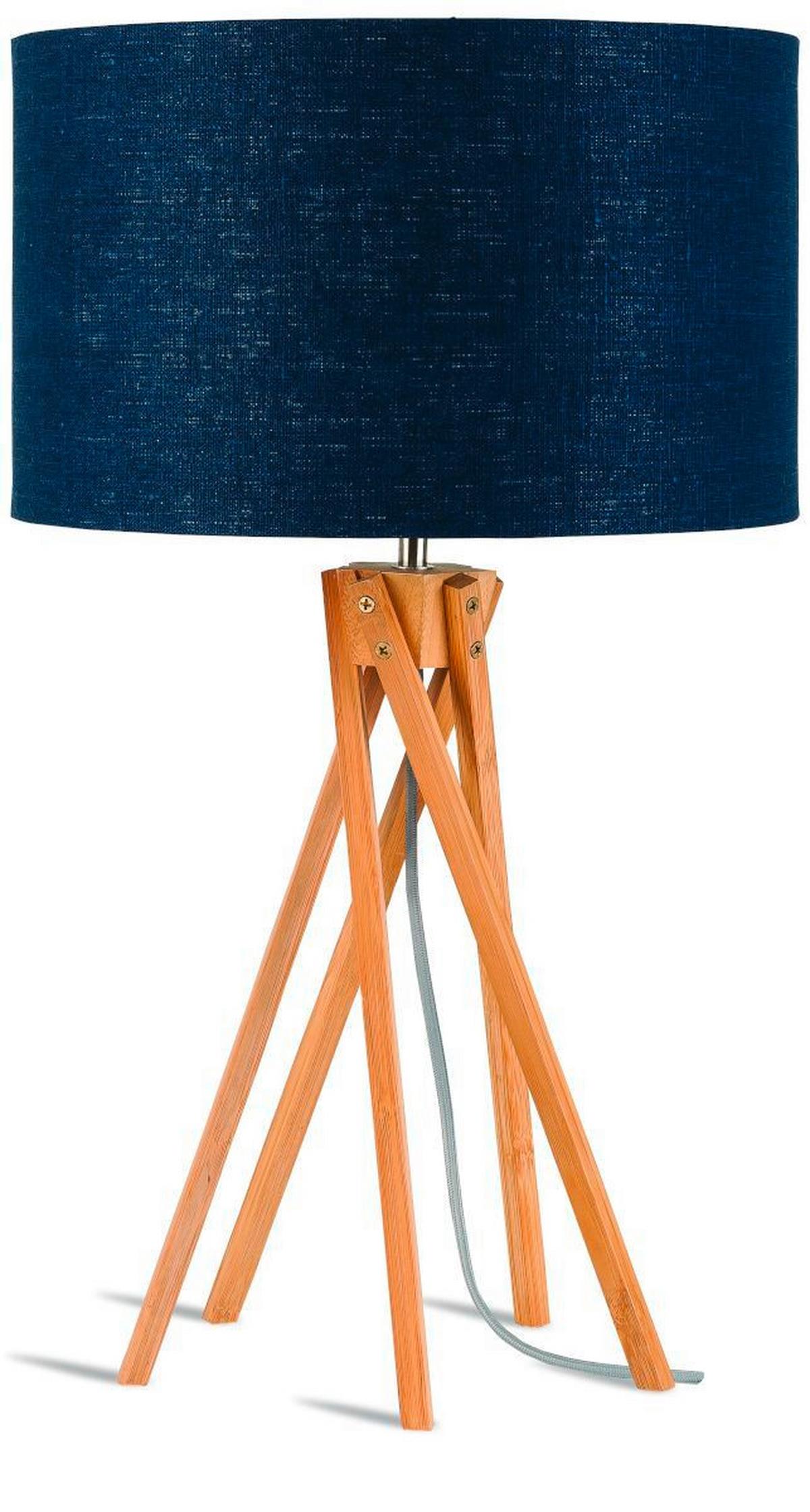 Tischleuchte Kilimanjaro Blau B: 32 cm - Blau/Naturfarben, Trend (32/59/32cm) - Good & Mojo