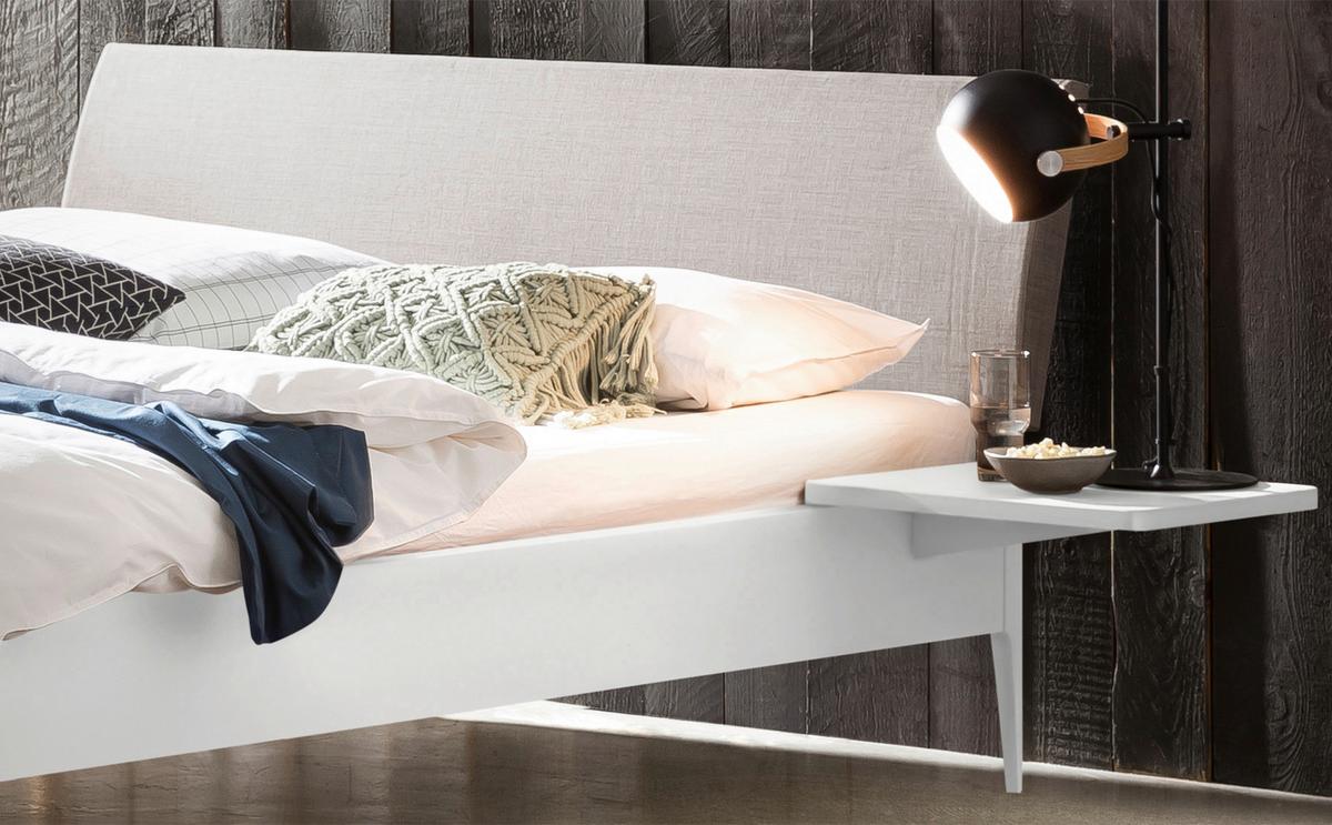 Bett Fanano, Weiß 140x200 Cm - Hellgrau/Weiß, KONVENTIONELL, Holz/Holzwerkstoff (140/200cm) - Hasena