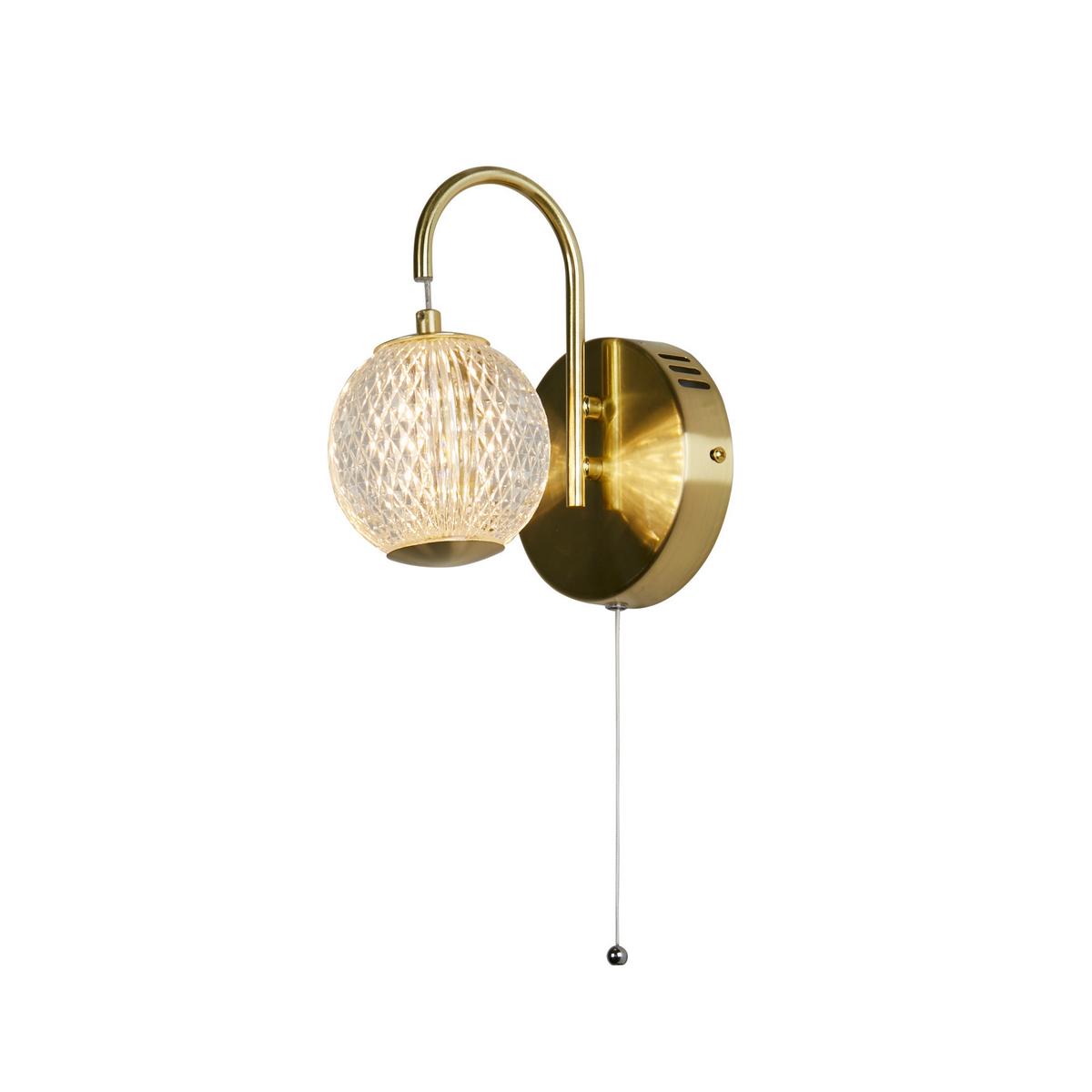 LED-Wandleuchte Allure Transparent Messingfarben - Transparent/Messingfarben, Trend, Kunststoff/Metall (13/21/19cm)