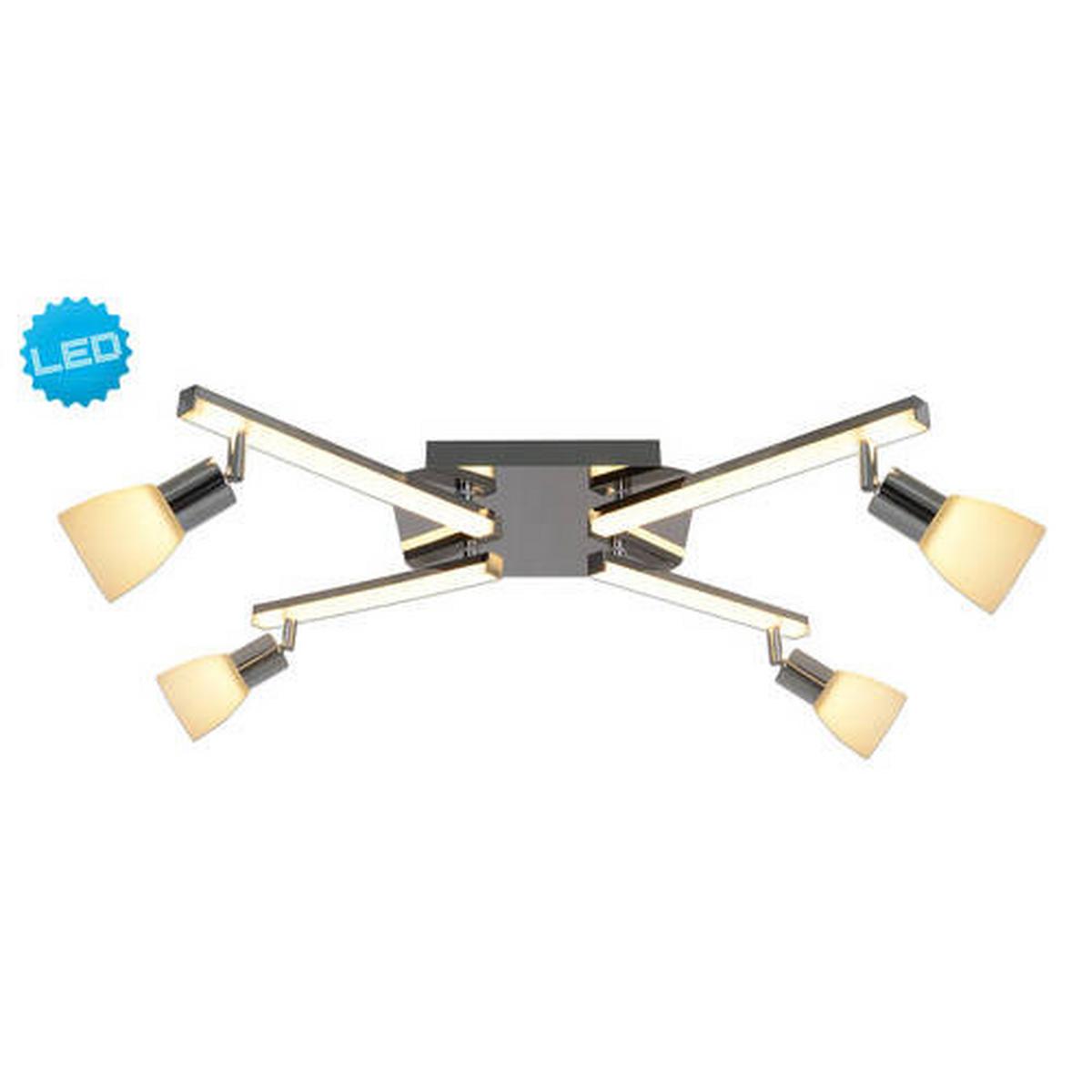 Strahler Ibiza 4-Flammig L: 68 cm - Chromfarben/Opal, Basics, Glas/Kunststoff (22/68cm) - Näve