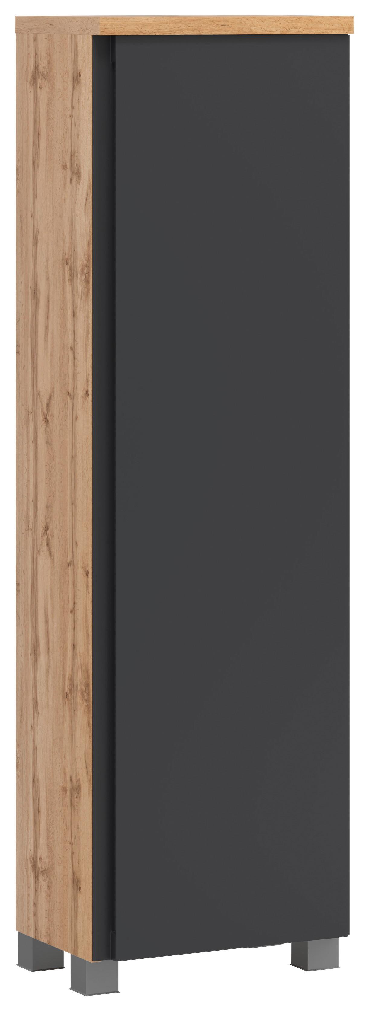 Midischrank Aresa B: 40 cm Grau/Eiche Dekor - Eiche Wotan/Silberfarben, MODERN, Holzwerkstoff (40/130/35cm) - Held