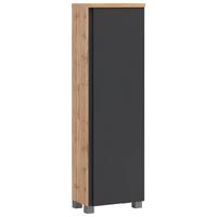 Midischrank Aresa B: 40 cm Grau/Eiche Dekor - Eiche Wotan/Silberfarben, MODERN, Holzwerkstoff (40/130/35cm) - Held