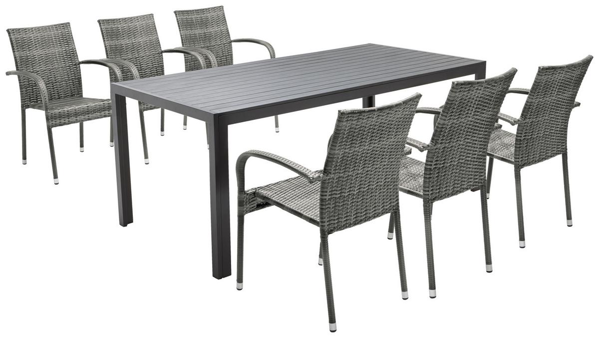 Gartenstuhl Stapelbar Emilia, Polyrattan - Dunkelbraun, MODERN, Kunststoff/Metall (64/87/56cm) - Ondega