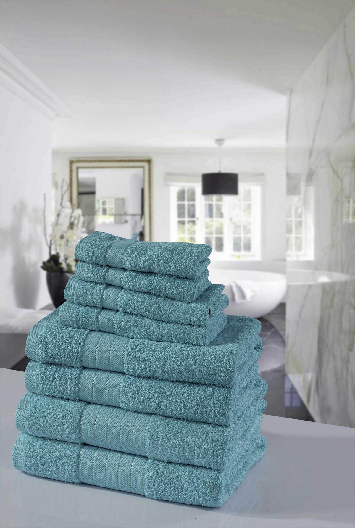 Frottierset 8-teilig, 50x100 Türkis - Türkis, Basics, Textil