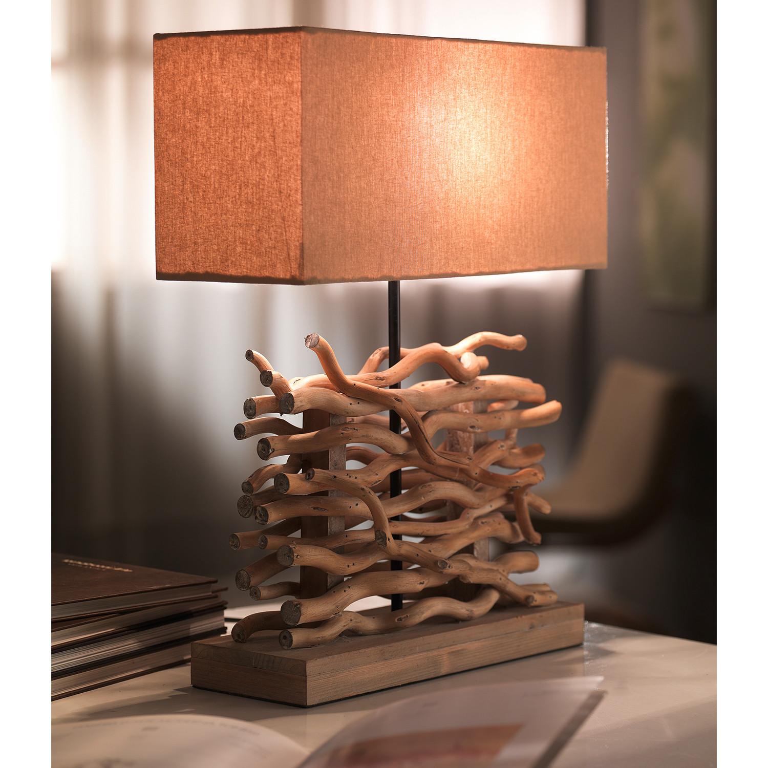 Tischleuchte 4850/Lg - Hellbraun, Natur, Holz/Textil (40/50/15cm)