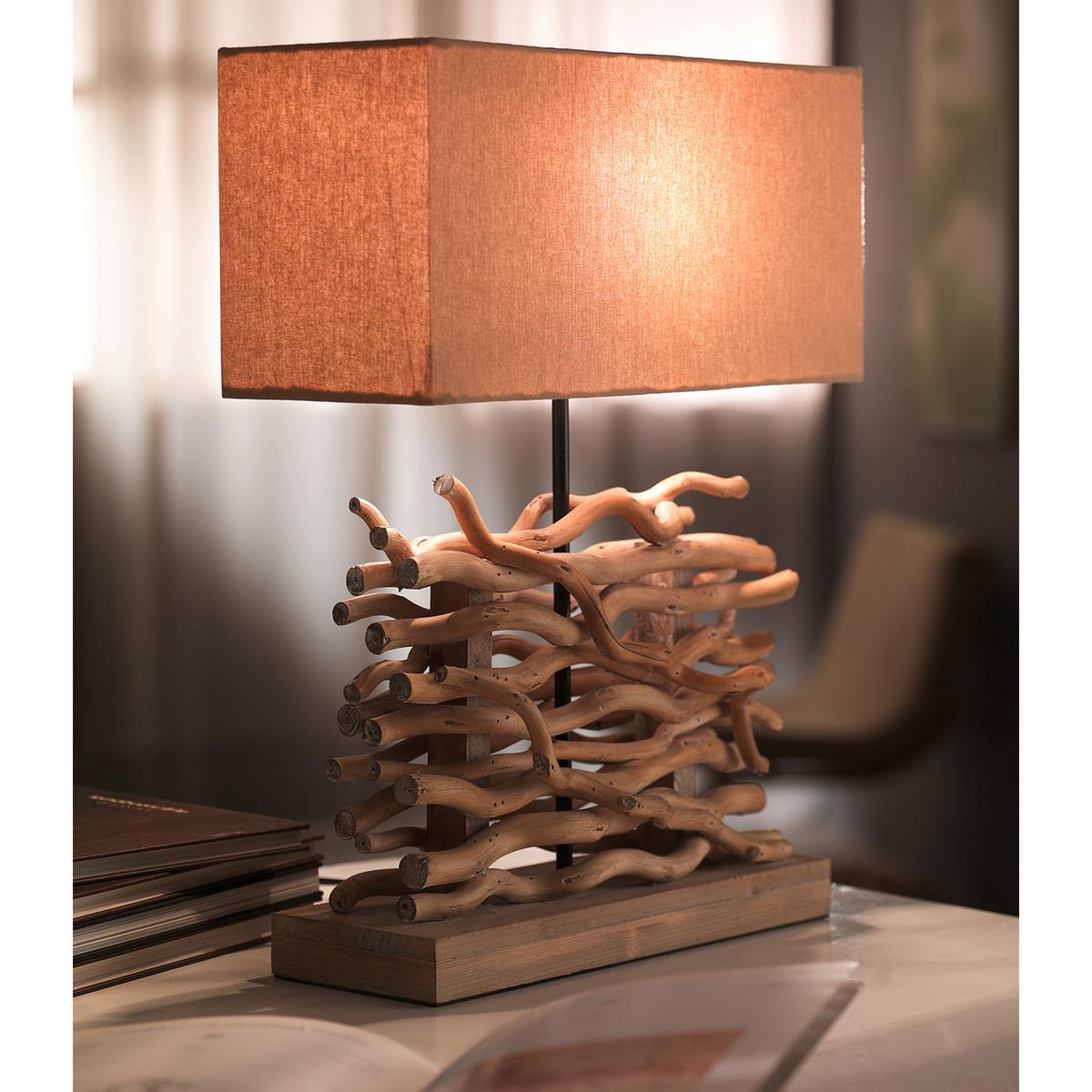 Tischleuchte 4850/Lg - Hellbraun, Natur, Holz/Textil (40/50/15cm)