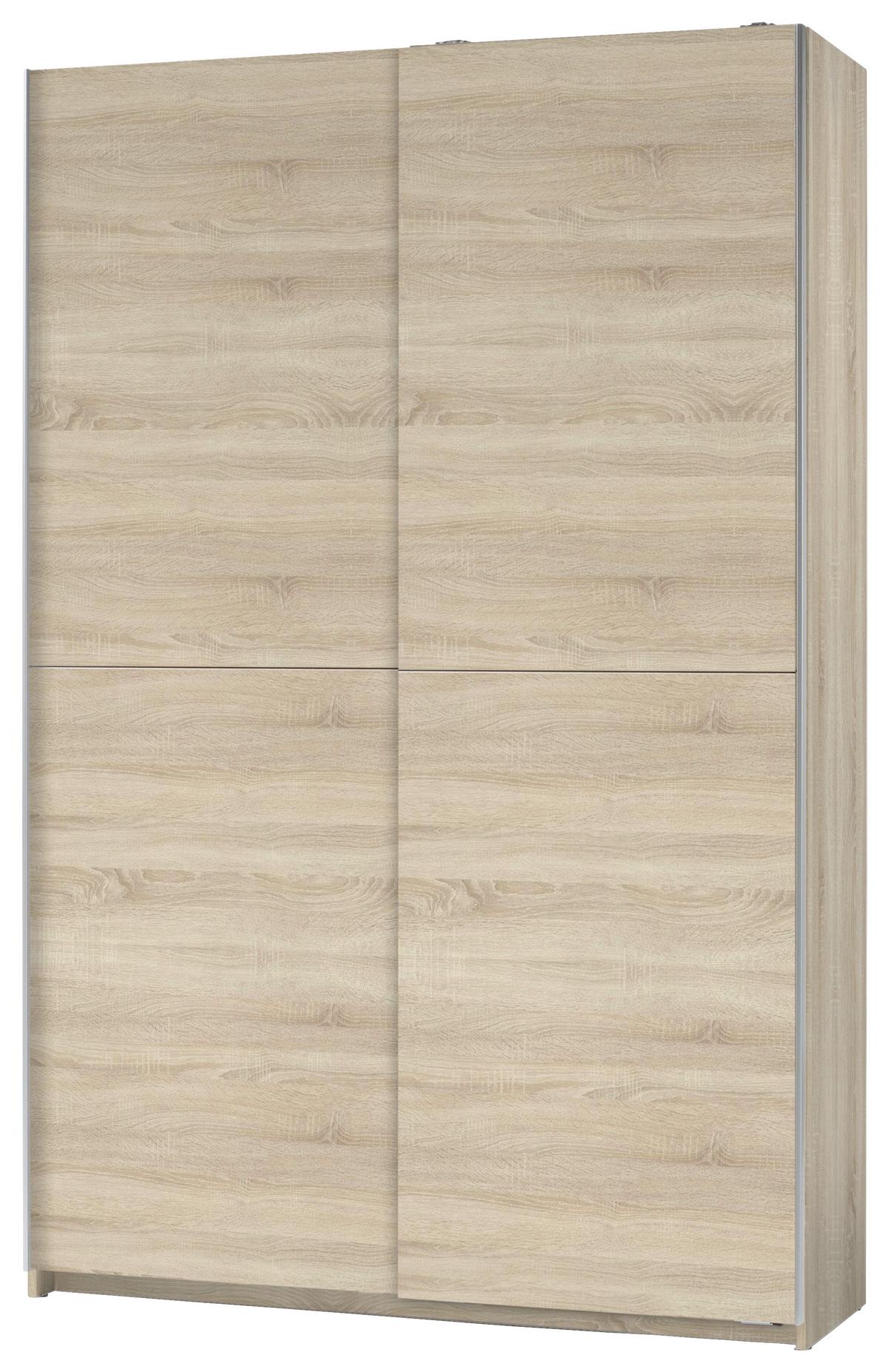 Schwebetürenschrank 125 cm Slim, Sonoma Eiche Dekor - Eichefarben, Basics, Holzwerkstoff (125/195,5/38cm) - P & B
