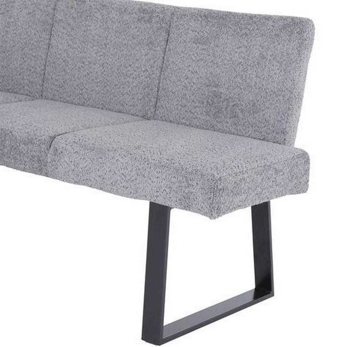 Eckbank Grau Eisen/Polyester Leinenoptik Tampa 190x150 cm - Schwarz/Grau, MODERN, Textil/Metall (190/150cm) - MID.YOU