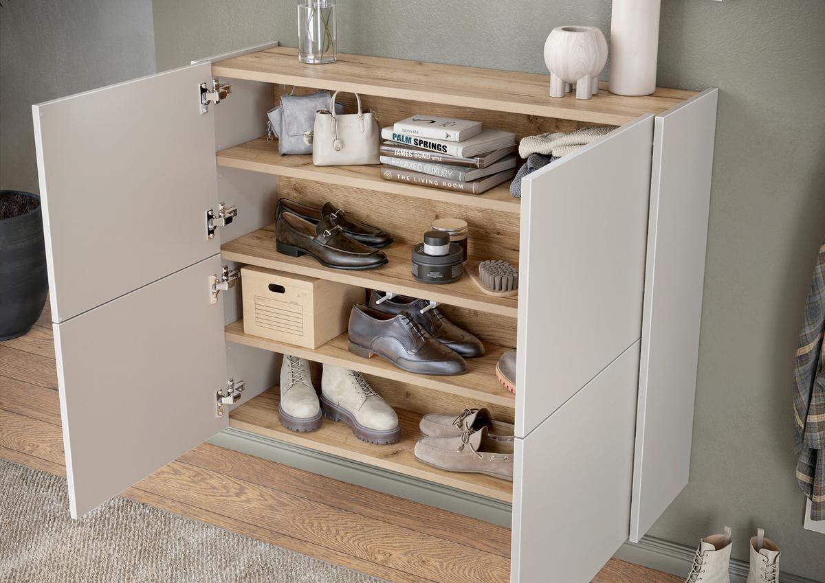 Schuhschrank Gw-Binetto Eichefarben/Kaschmir B: 97 cm - Kaschmir/Eichefarben, Design, Holzwerkstoff (97/79/27cm) - Livetastic