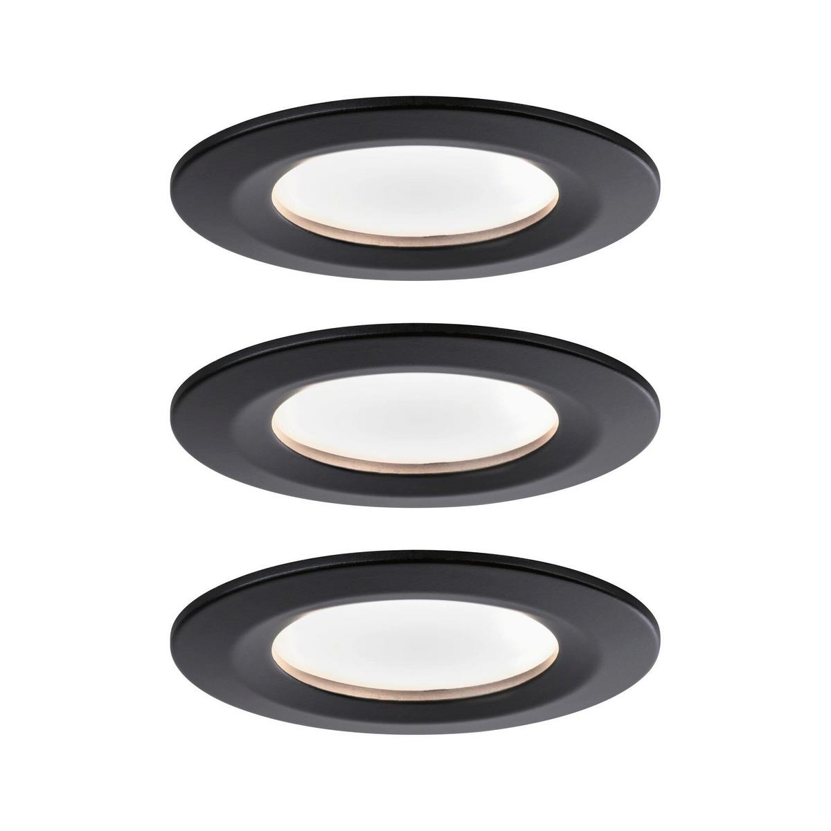 Deckenleuchte 3er-Set Ø 7,8 cm, dimmbar, Rund - Schwarz, Basics, Metall (7,8cm) - Paulmann
