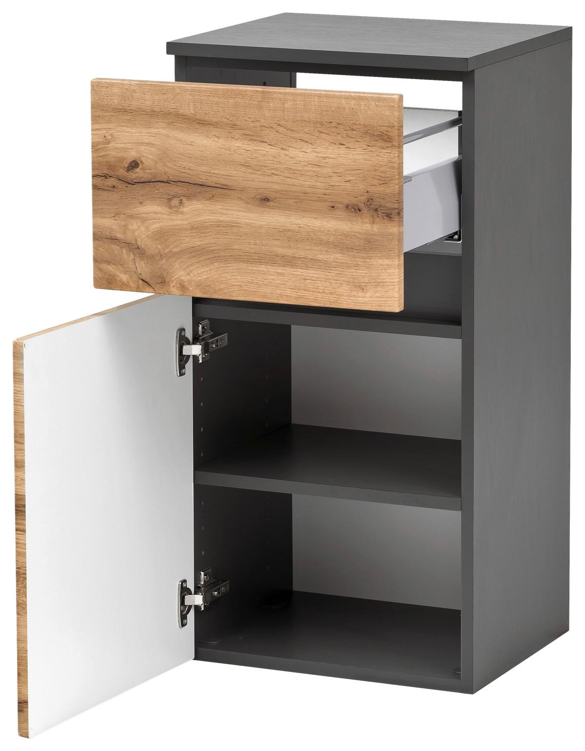 Badezimmer Unterschrank Kopenhagen BxH 40x79 cm - Eichefarben/Silberfarben, KONVENTIONELL, Holzwerkstoff (40/79/35cm) - Held