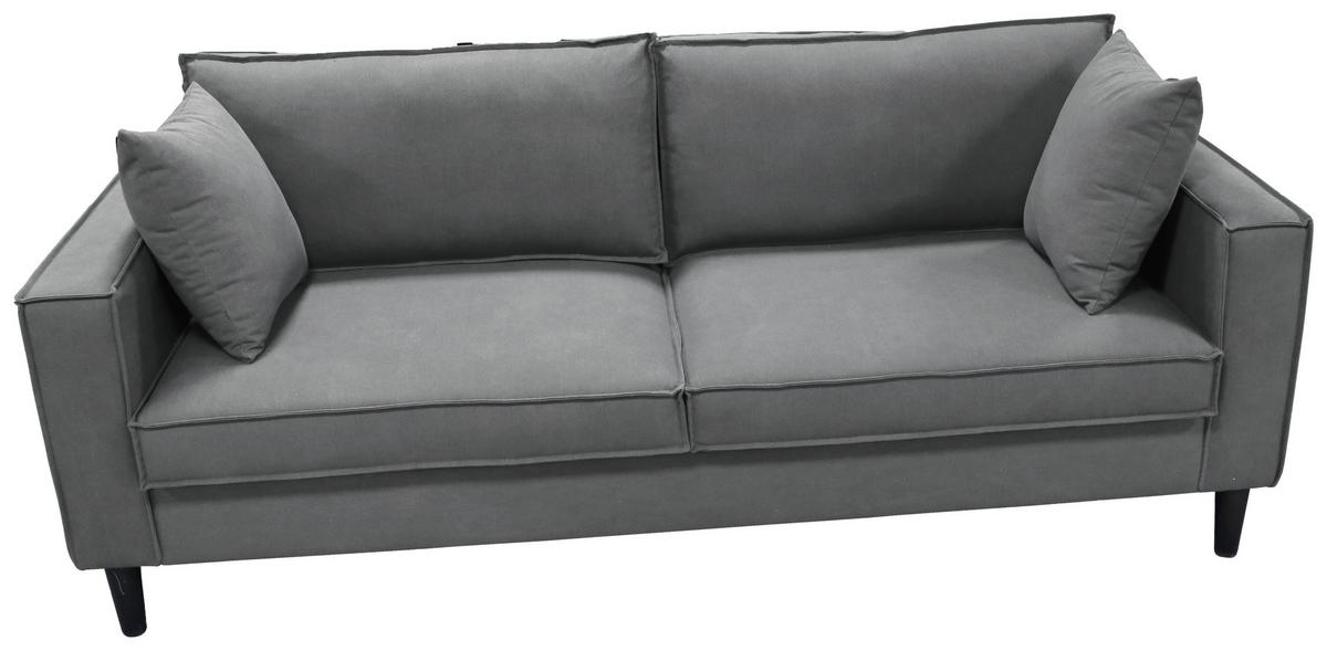 3-Sitzer-Sofa Beluna Hellgrau B: 198,5 cm - Hellgrau/Schwarz, Basics, Textil (198,5/84/83cm) - P & B