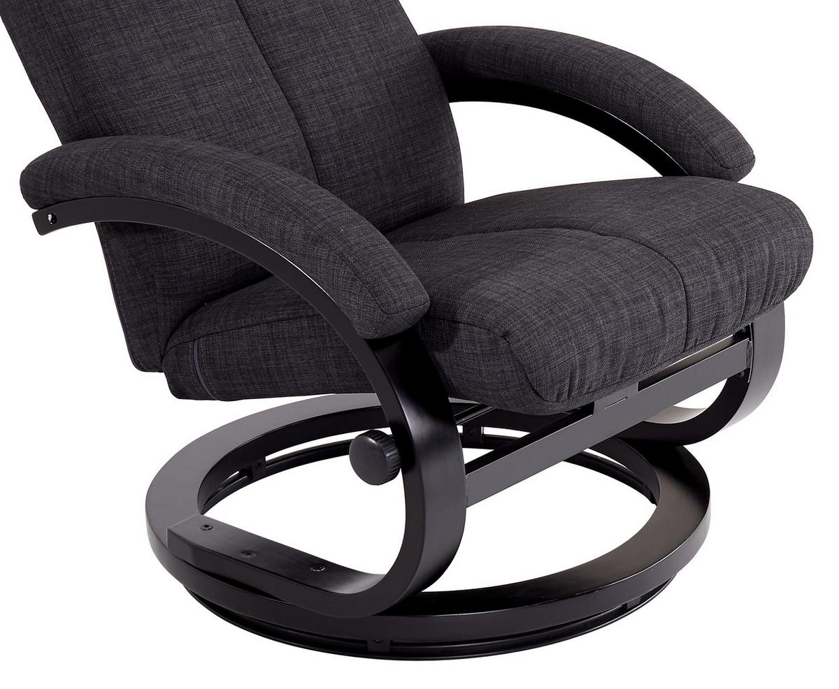 Fernsehsessel mit Fußhocker Niklas Webstoff Dunkelgrau - Dunkelgrau/Schwarz, MODERN, Holz/Textil (66/98-86/80-110cm) - Ondega