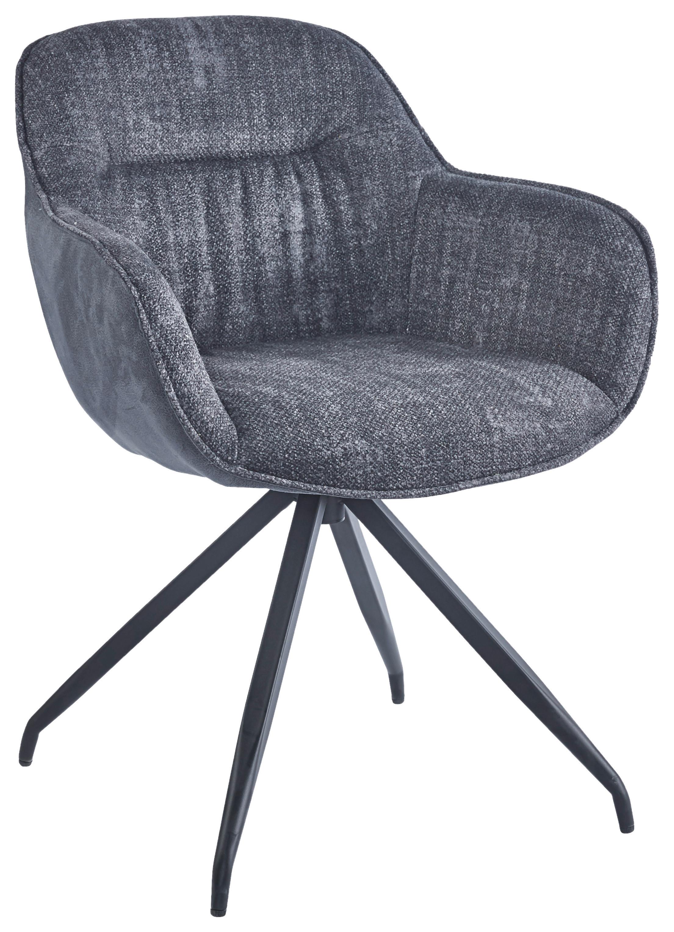 ŽIDLE S PODRUČKAMI NADJA - šedá/černá, Moderní, kov/textil (62/83/63cm) - Mömax