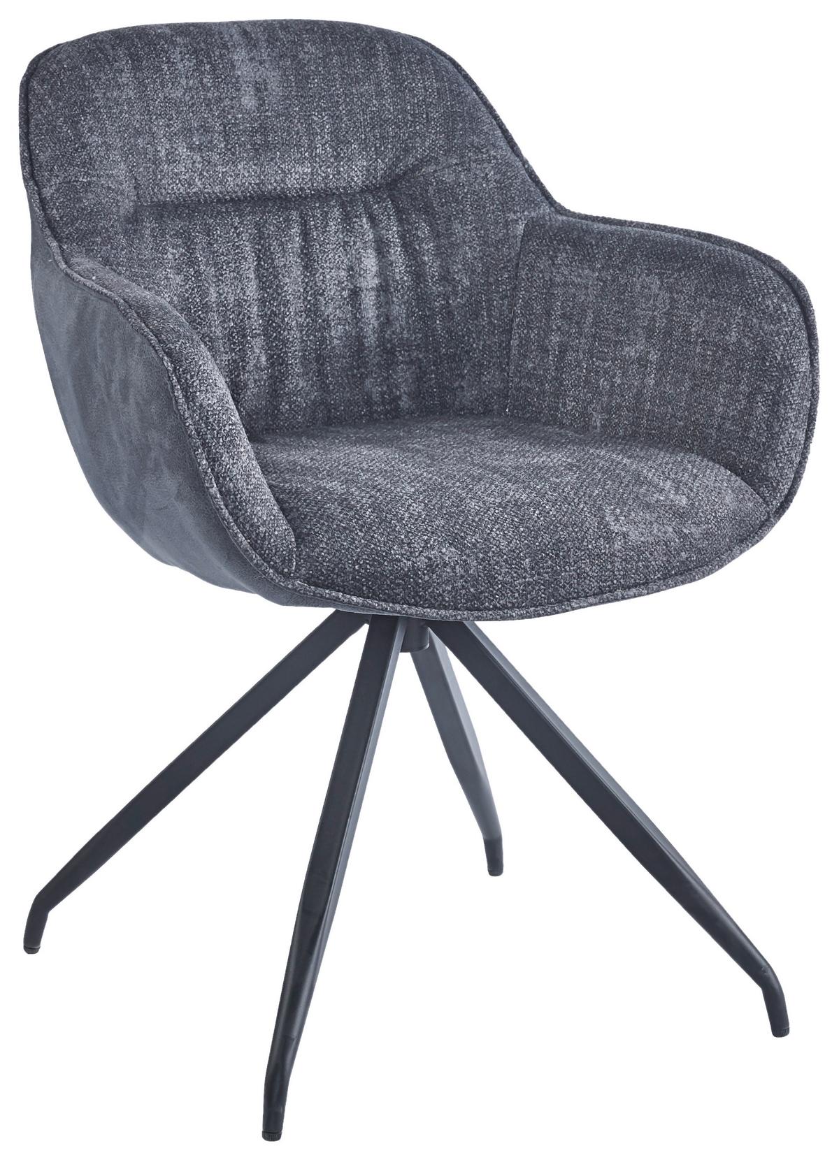 ŽIDLE S PODRUČKAMI NADJA - šedá/černá, Moderní, kov/textil (62/83/63cm) - Mömax