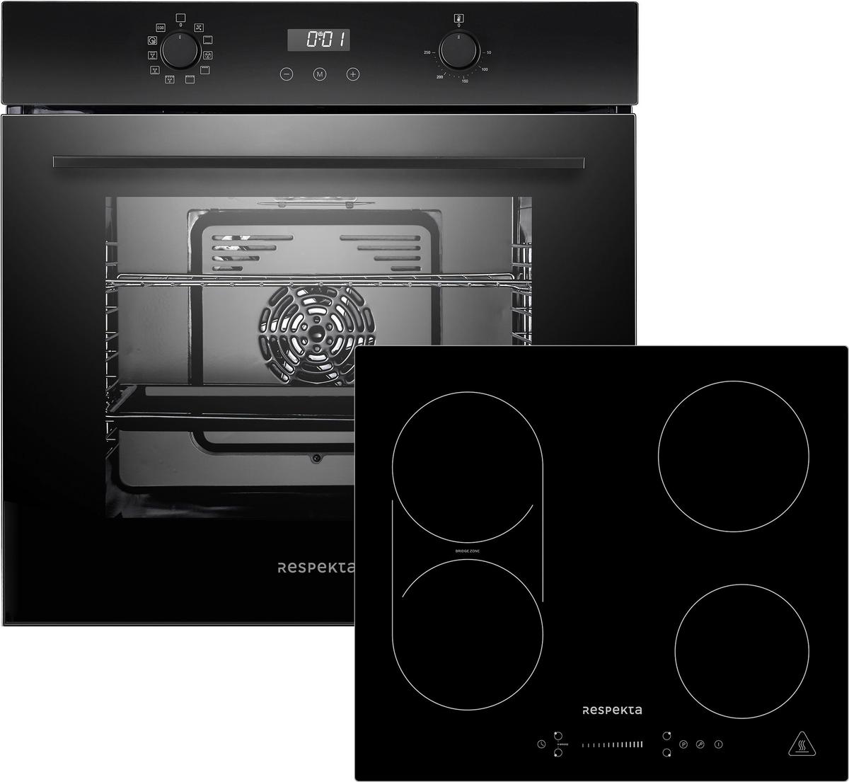Backofenset Respekta Aset7006600i - Schwarz, Trend, Glas/Metall (59,5/59,5/56,5cm) - Respekta