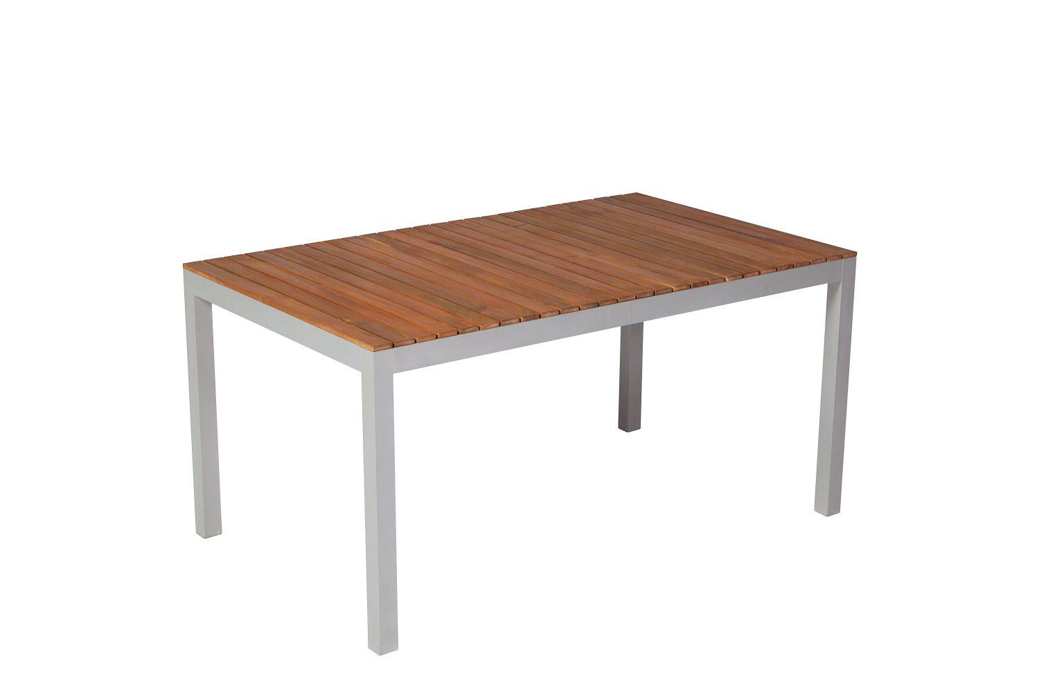 Gartentisch Naxos Akazie L: 150 cm - Silberfarben/Akaziefarben, ROMANTIK / LANDHAUS, Holz/Metall (150/74/90cm) - Gardenson