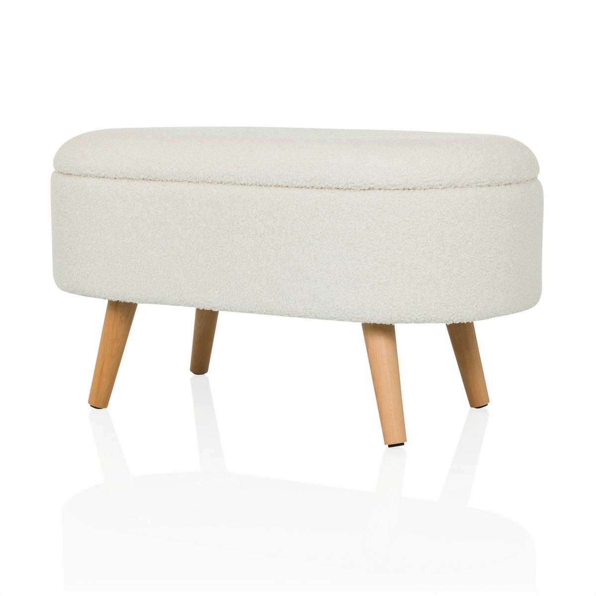 Hocker Storiano Weiß B: 82 Cm - Eichefarben/Weiß, MODERN, Textil (82/43/47cm) - MID.YOU