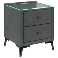 Noční stolek SANTI tmavě šedý - černá/tmavě šedá, Moderní, kov/kompozitní dřevo (48/48/54cm)