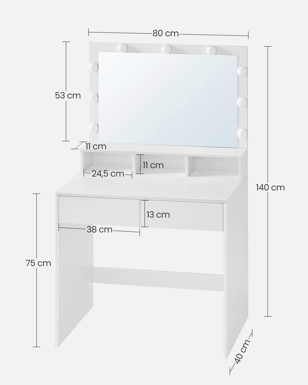 Toaletní stolek š. 80 cm, bílý - bílá, Trend, kompozitní dřevo/sklo (80/40/140cm) - Boxxx