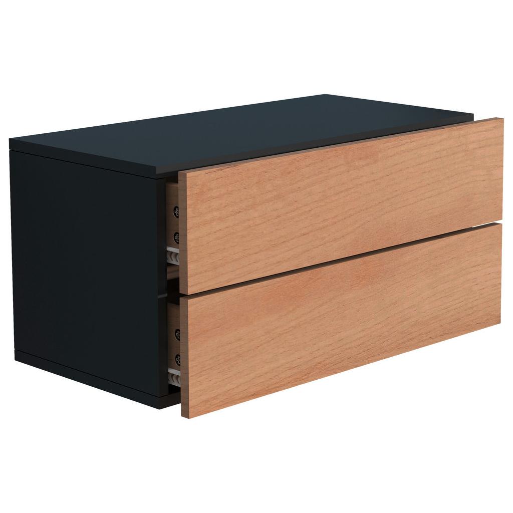 Nachtkästchen USAl L B: 60 cm Schwarz/Eiche Dekor