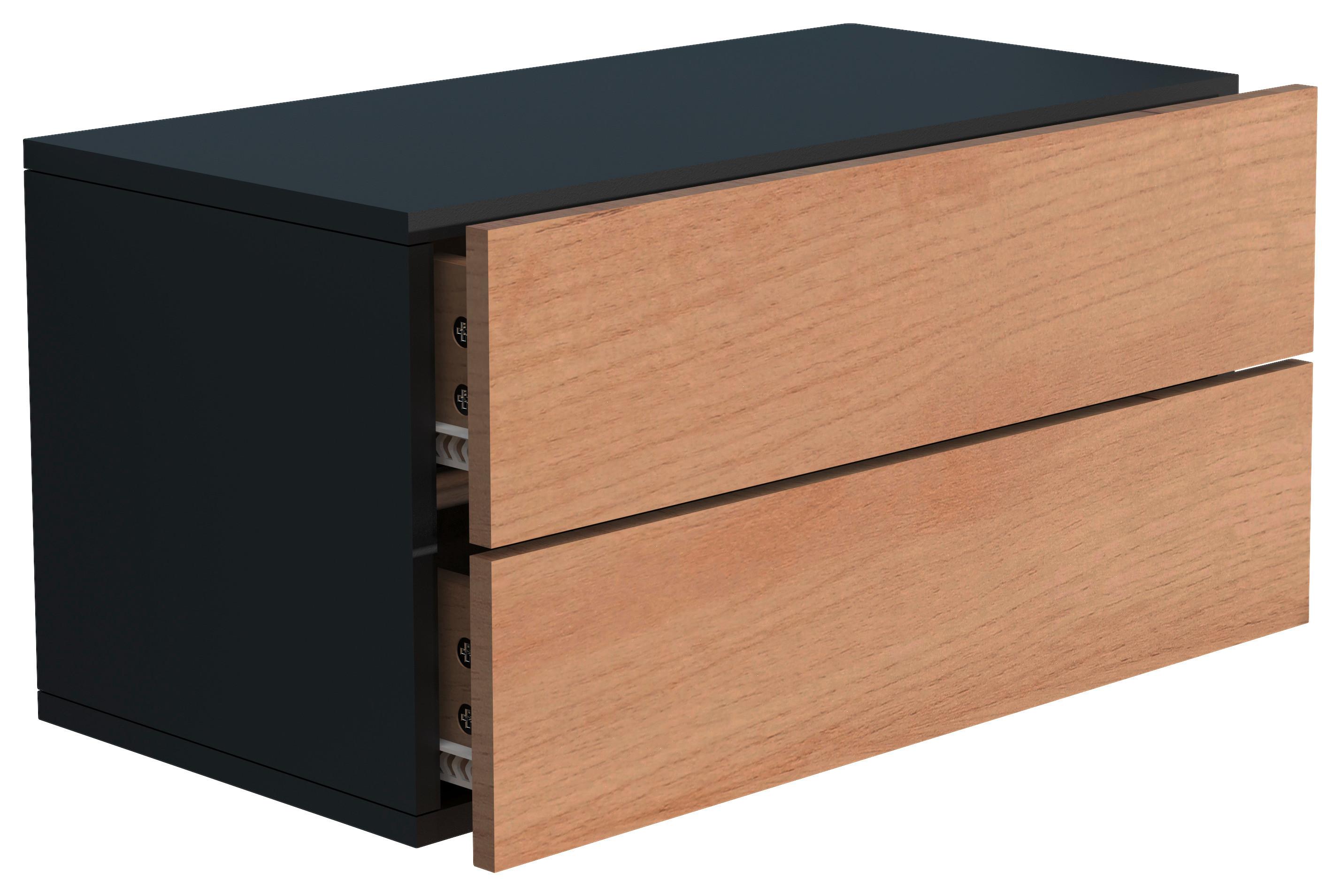 Nachtkästchen USAl L B: 60 cm Schwarz/Eiche Dekor