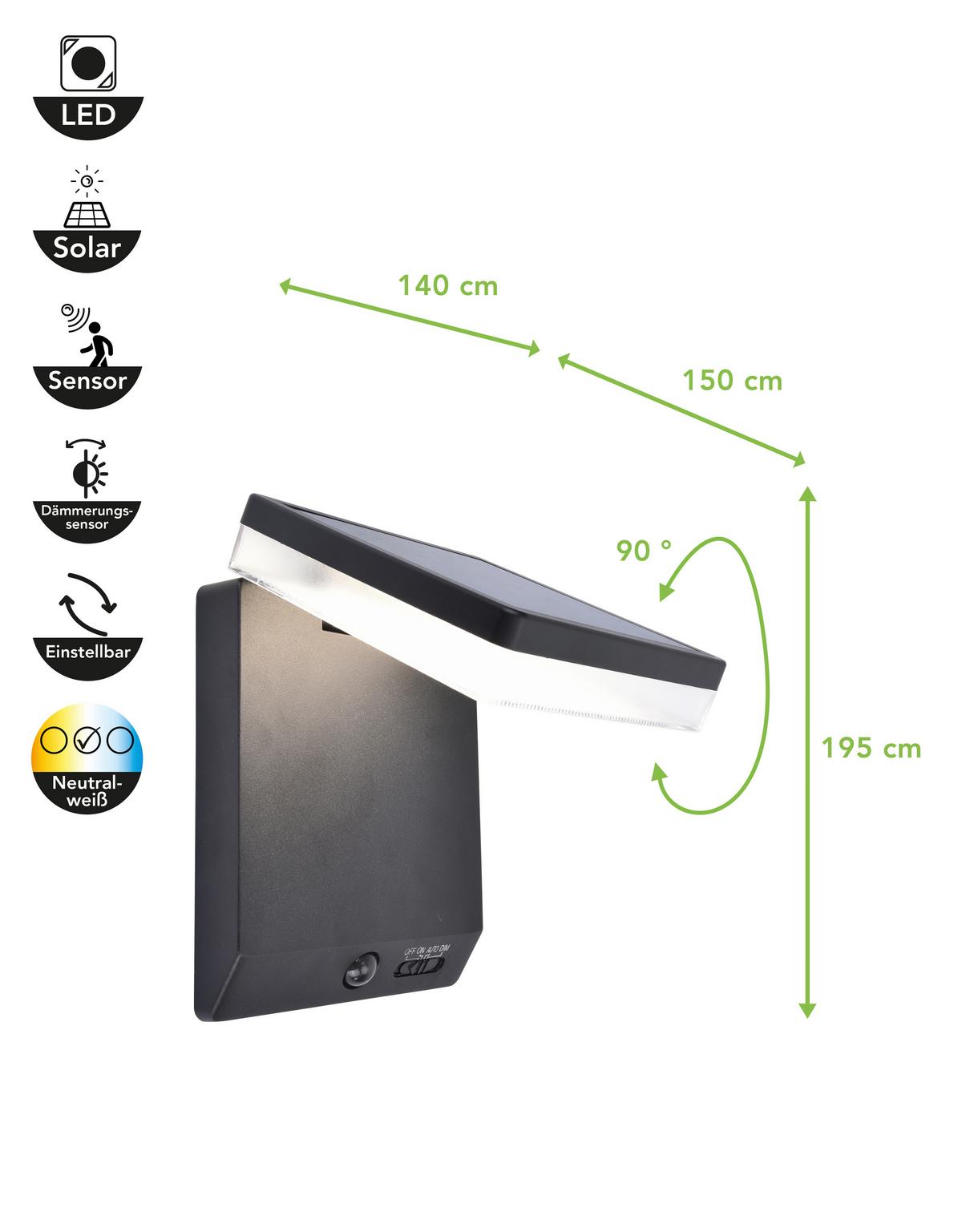 Solarleuchte Moze Klar Weiß L: 14 cm - Klar/Schwarz, Basics, Kunststoff/Metall (14/15/19,5cm)