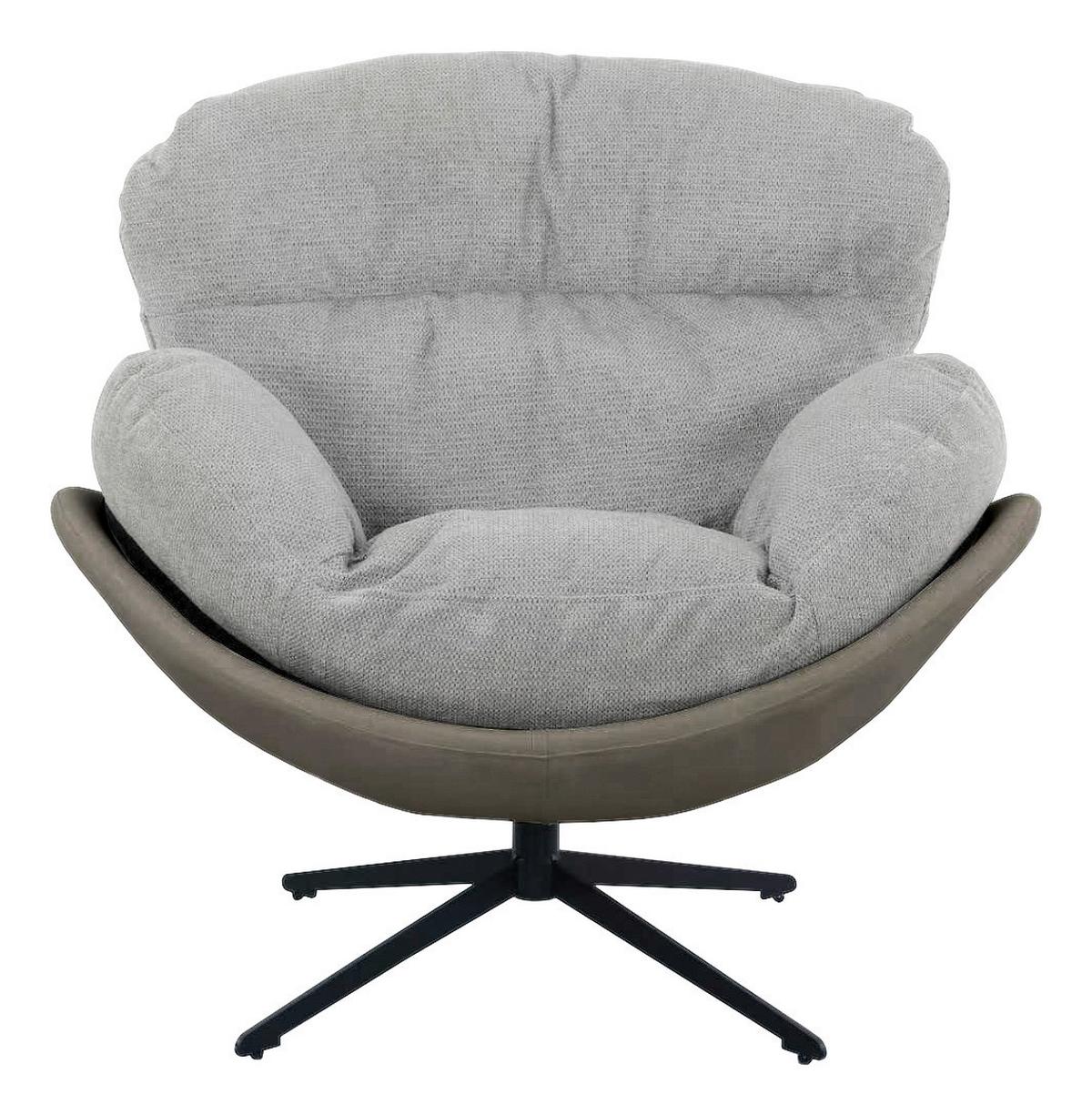 Otočné kreslo REBECCA, sivá, max. do 140 kg - čierna/sivá, Modern, kov/textil (92/97/94cm)