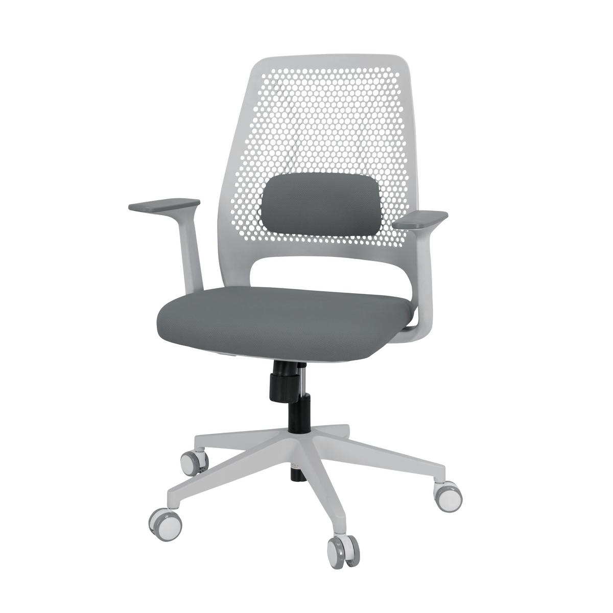 Bürostuhl Parferio Grau/weiß Bis 110 Kg - Weiß/Grau, Basics, Kunststoff/Textil (63/99/56cm) - MID.YOU