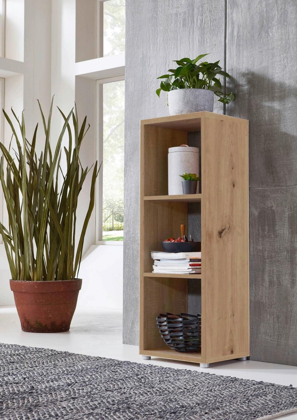 Aktenregal Nizza Eiche Dekor B: 37,5cm - Silberfarben/Eiche Artisan, MODERN, Holzwerkstoff (37,5/108,5/33cm) - MID.YOU