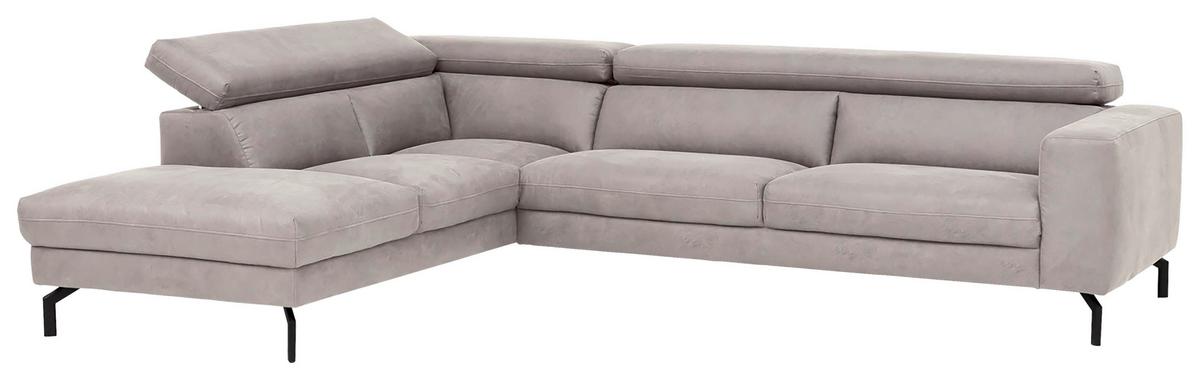 Ecksofa California Silberfarben - Silberfarben/Schwarz, MODERN, Textil (233/305cm) - Trendmanufaktur