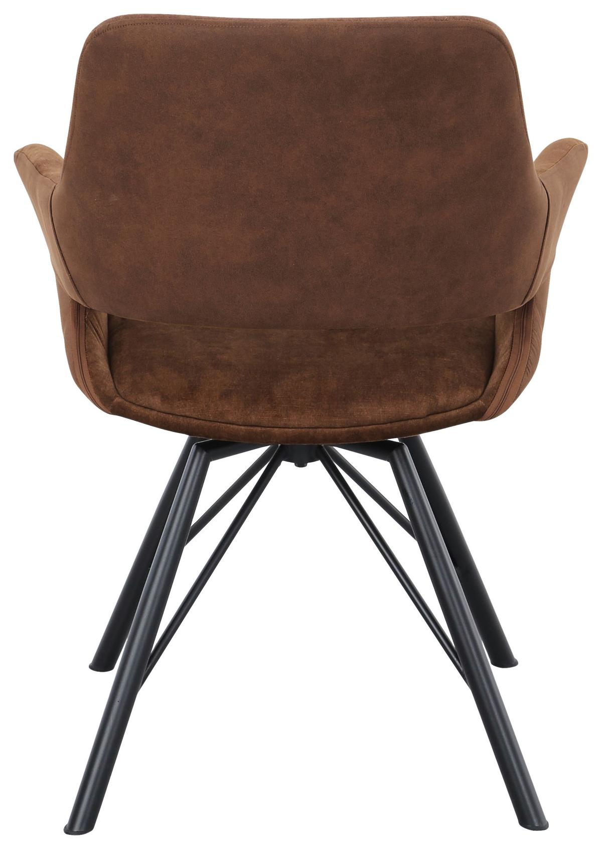 STOLIČKA S PODRÚČKAMI ADRIANA - hnedá/čierna, Modern, kov/drevo (61/85/62,5cm) - Mömax