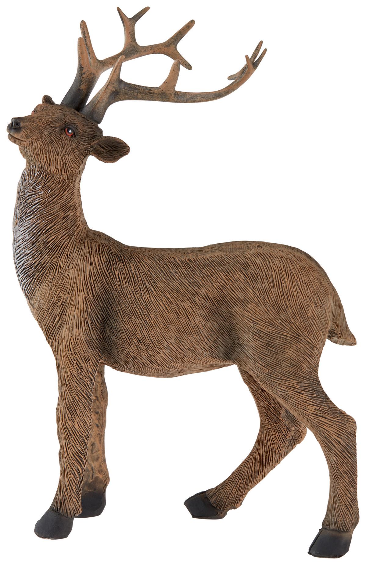 Weihnachtsdeko Hirsch Kunststoff Stehend H: 18 Cm - Dunkelbraun, Basics, Kunststoff (13/9,5/18cm) - Ondega