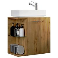 Waschtischkombi Hausa - Honigeiche/Weiß, MODERN, Glas/Keramik (52cm) - MID.YOU