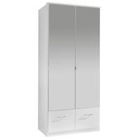 Drehtürenschrank Mit Spiegel + Laden 90cm Imago, Weiß - Weiß, KONVENTIONELL, Glas/Holzwerkstoff (90/199/58cm) - MID.YOU