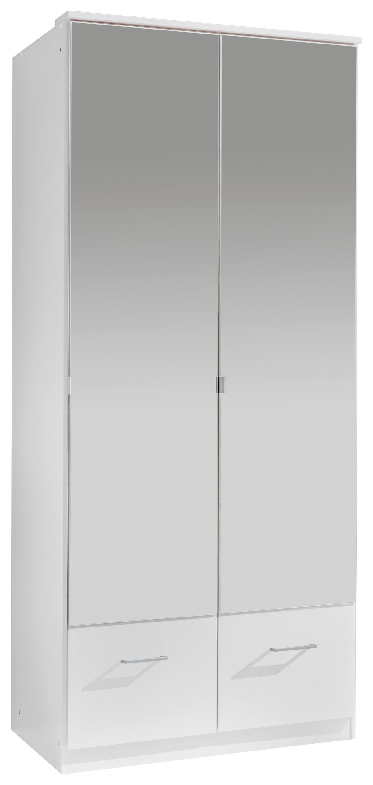 Drehtürenschrank Mit Spiegel + Laden 90cm Imago, Weiß - Weiß, KONVENTIONELL, Glas/Holzwerkstoff (90/199/58cm) - MID.YOU