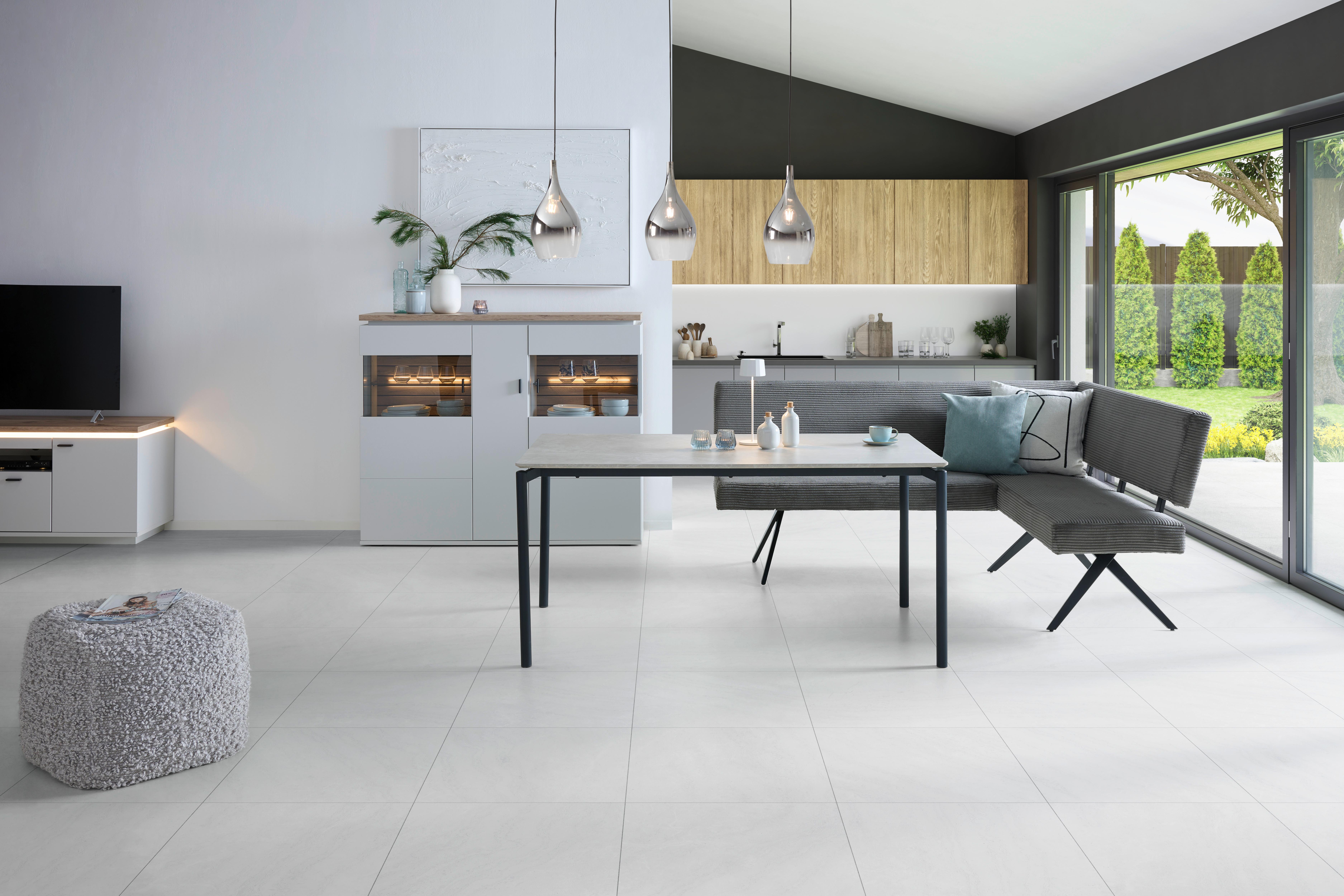 Eckbank Chios Cord Dunkelgrau, S: 190x150cm - Dunkelgrau/Schwarz, KONVENTIONELL, Textil/Metall (190/150cm) - MID.YOU